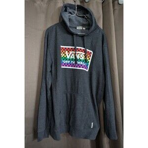 Vans Rainbow Off The Wall Checkerboard Grey Hoodie Men's Size L